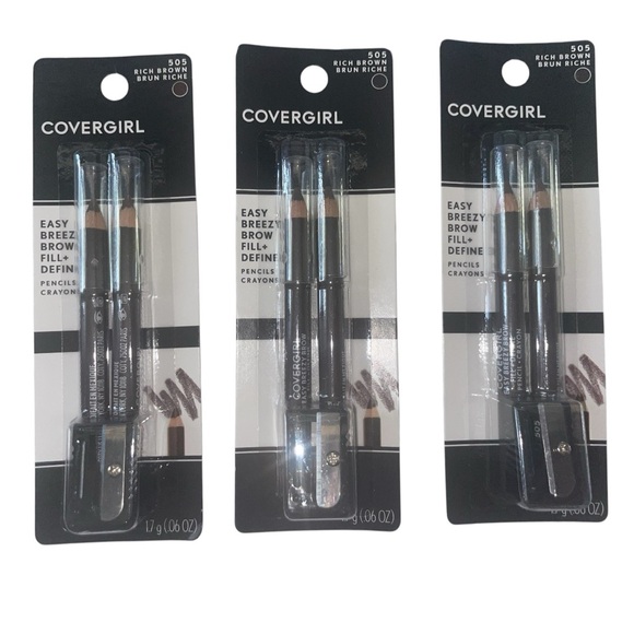 CoverGirl Easy Breezy Brow Fill + Define Pencil,twin #505 Rich Brown 3 pack new - Picture 4 of 7